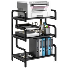 HOMCOM 3-Tier Storage Shelf, Metal for Office, Black, Refurbished