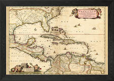 Caribbean Old Map 1690 Framed