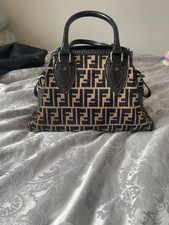 Fendi Zucca Etniko Velvet Bag Brown Vintage 100% Authentic Baguette