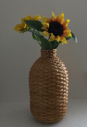 Tall wicker woven vase - woven, basket