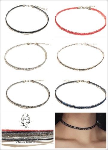 Slim crystal choker - slim, necklace