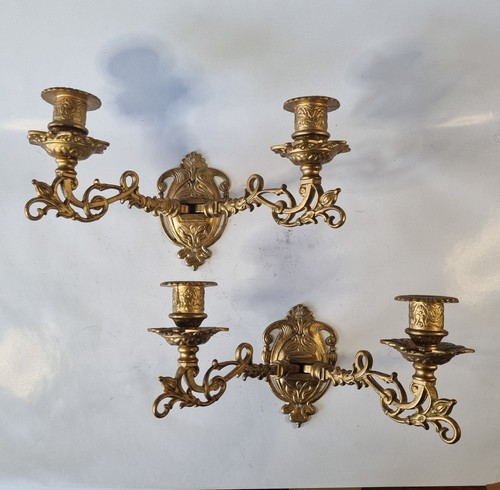 Pair vintage gilt metal twin - vintage,