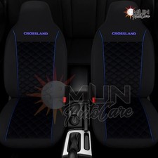 Vauxhall Crossland 1+1 Luxury Quilted Black Seat Covers with Blue Piping & Logo