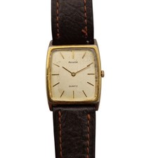 Accurist Vintage Gold Tone Quartz Watch Rectangular Dial – New Battery – Working