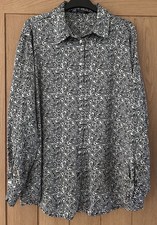 Zara Ladies Satin Blouse Top Size XL Pre Owned, Black Mix Paisley, Long Sleeves