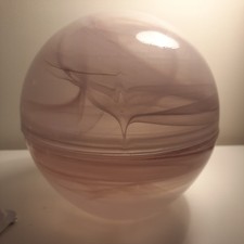 Beautiful Handblown Pink Swirl Glass Lidded orb? Art Glass Ball.