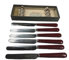 6  Retro Vintage 7” Cake Knives Stainless Steel Tea Party Red Cutlery Sheffield