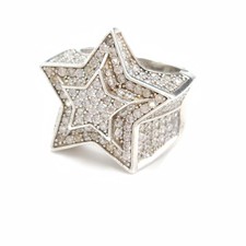 Solid 925 Silver Iced Out Star