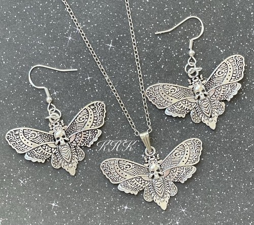 Death head moth skull earrings - death,