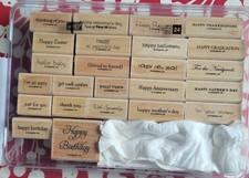 Stampin' Up! Teeny Tiny Wishes 24 Wooden Stamps In Original Box Used but in  VGC
