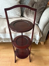 Vintage Wooden Three Tier Folding Cake Stand Plant Stand What Not Display