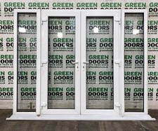 WHITE UPVC FRENCH DOORS WITH SIDELIGHT WIDE EXTERNAL PLASTIC DOUBLE GLAZED USED