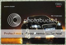 AUDI QUATTRO RS4 CABRIOLET Car Sales Brochure Sept 2006 #658/1143 00 18