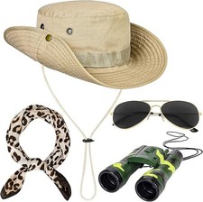4 PCS Safari Costume Accessories Set, Safari Hat Explorer Zoo Keeper Costume NEW
