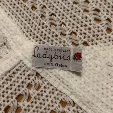 Vintage Ladybird White Square Baby/Pram/Cot Blanket Crochet 100% Orlon 110x110cm