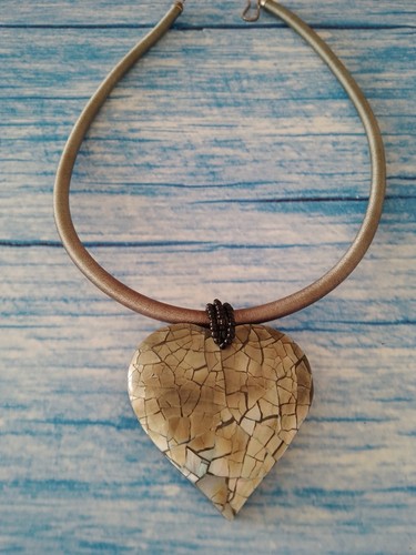 Vintage abalone heart - vintage, pendant