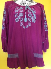 Purple Embroidered Tunic/Smock Top 12 Boho/Hippy,  Very Mamma Mia!