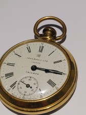 Ingersoll Triumph Vintage Pocket Watch Gold Tone Working