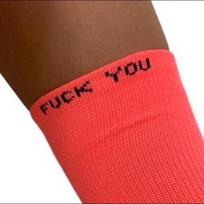 F*CK YOU Festival Socks. Neon Wrap Up Socks Salmon pink  One Size Novelty socks