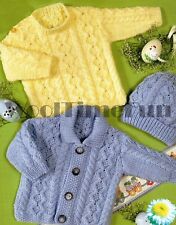 Knitting Pattern  Baby Toddler Aran Cable Jacket Cardigan, Jumper & Hat. DK Yarn