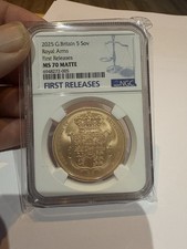 * Charles III 2025 gold  Five-Pounds MS70 MATTE First Release
