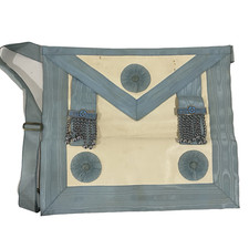 Masonic Freemasons Ceremonial Apron + Leather Brief Case Vintage 1940's / 50's