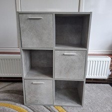 2x Concrete-Effect 6-Cube Storage Units w/ Doors 60x30x90cm – Collection Only
