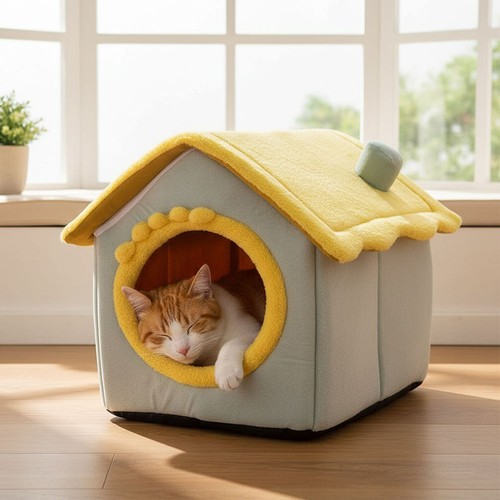 Plush pet cave house washable - house,