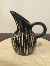 Vintage 1950's/60's Black With Multicoloured Abstract Design Jug