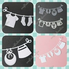 Metal Cutting Die - WASHING LINE - BABY -  CLOTHES  - Banner  - Crafting - UK 