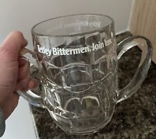 TETLEY BITTERMEN JOIN ‘EM Quart 2 Pint Glass  - Crown Stamped - Bitter Beer VGC