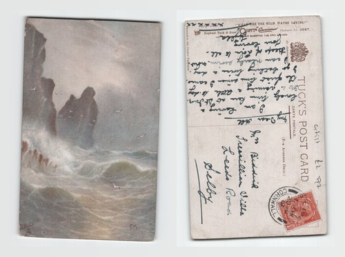 Postcard coastal scene - coastal, waves