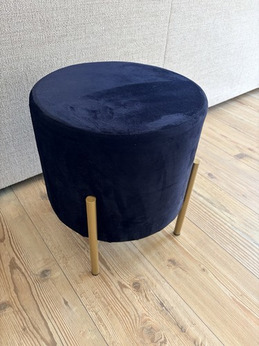 Black velvet kick stool - black, gold