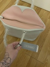 Lulu Guinness Large Peekaboo Lip Valentina Bag Oyster Handbag Brand New