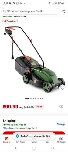 Costway ported electric lawn - ported,