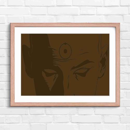 Blue meditating monk face - blue,