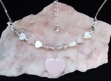 Rose Quartz 20mm Heart, White