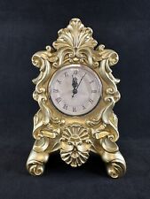 Ornate French Empire Imperial Style Mantel Clock Heavy Resin Champagne Gold Tone