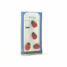 Ladybird Ladybug Fridge Magnets cute strong neodymium painted wood -4 gift boxed