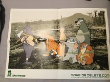 Banksy x Greenpeace Save Or Delete A2 Quad + A4 Sticker Sheet Disney Jungle Book