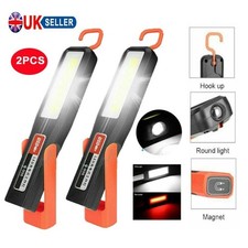 COB LED Cordless Magnetic Work Light USB Inspection Lamp Torch Rechargeable 2pcs