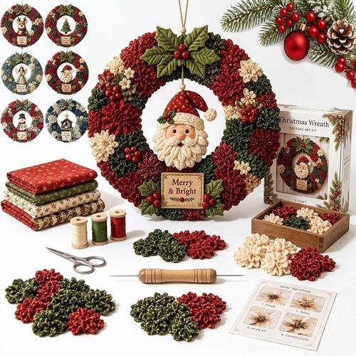 Fabric poke wreath diy kit - fabric,