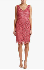 Adrianna Papell Dusky Pink Lace Dress Size 12 RRP £220 Wedding Guest Occasion