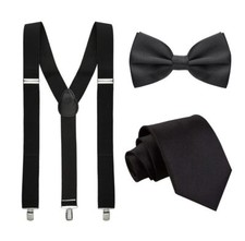 Black Bow Tie Suspender Braces
