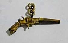 Antique Gold Plated Pocket Watch Key in the Shape of a REVOLVER or SIX SHOOTER