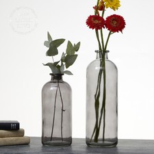 Smokey Grey Glass Bottle Vases