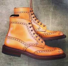 Handmade Mens boots Tan Wing