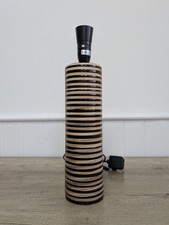 Striped Cylinder Ceramic Table Lamp Base  - Fully Working  - Home Decor