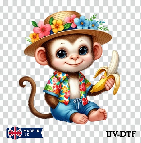 Summer monkey dtf sticker - monkey, uv