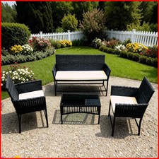 4 Piece Black Rattan Garden